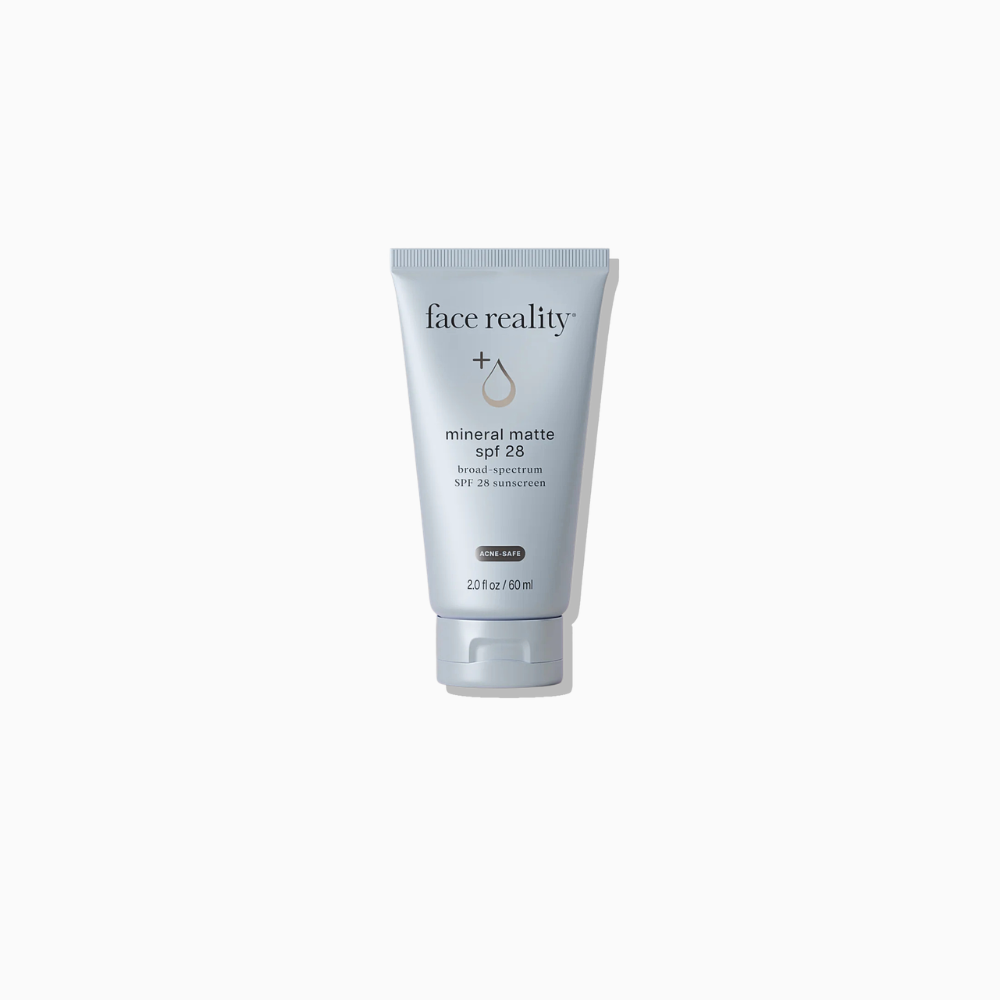Face Reality Mineral Matte SPF 28 mineral sunscreen for acne-prone oily skin