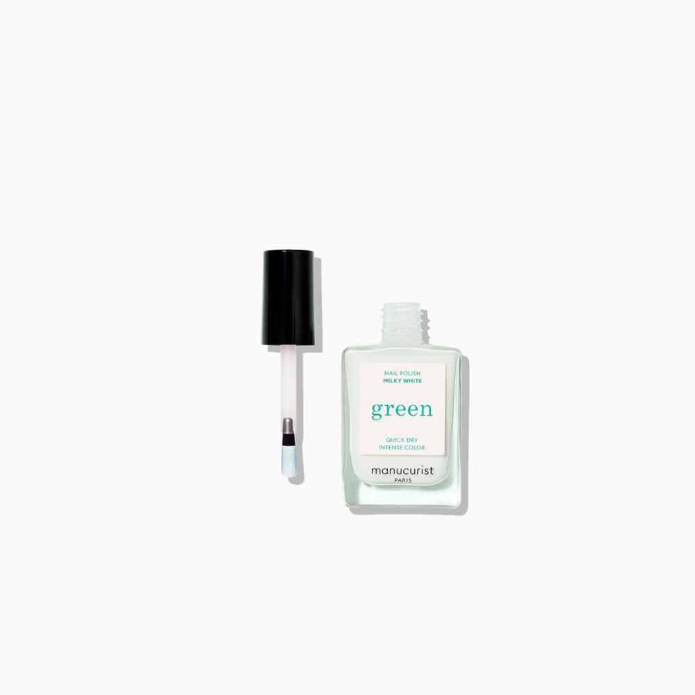 Green Nail Polish -  Milky White